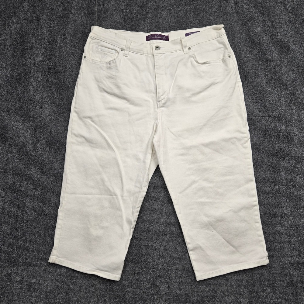 Gloria Vanderbilt Amanda Capri White Denim Jeans Womens 16 High Rise Stretch